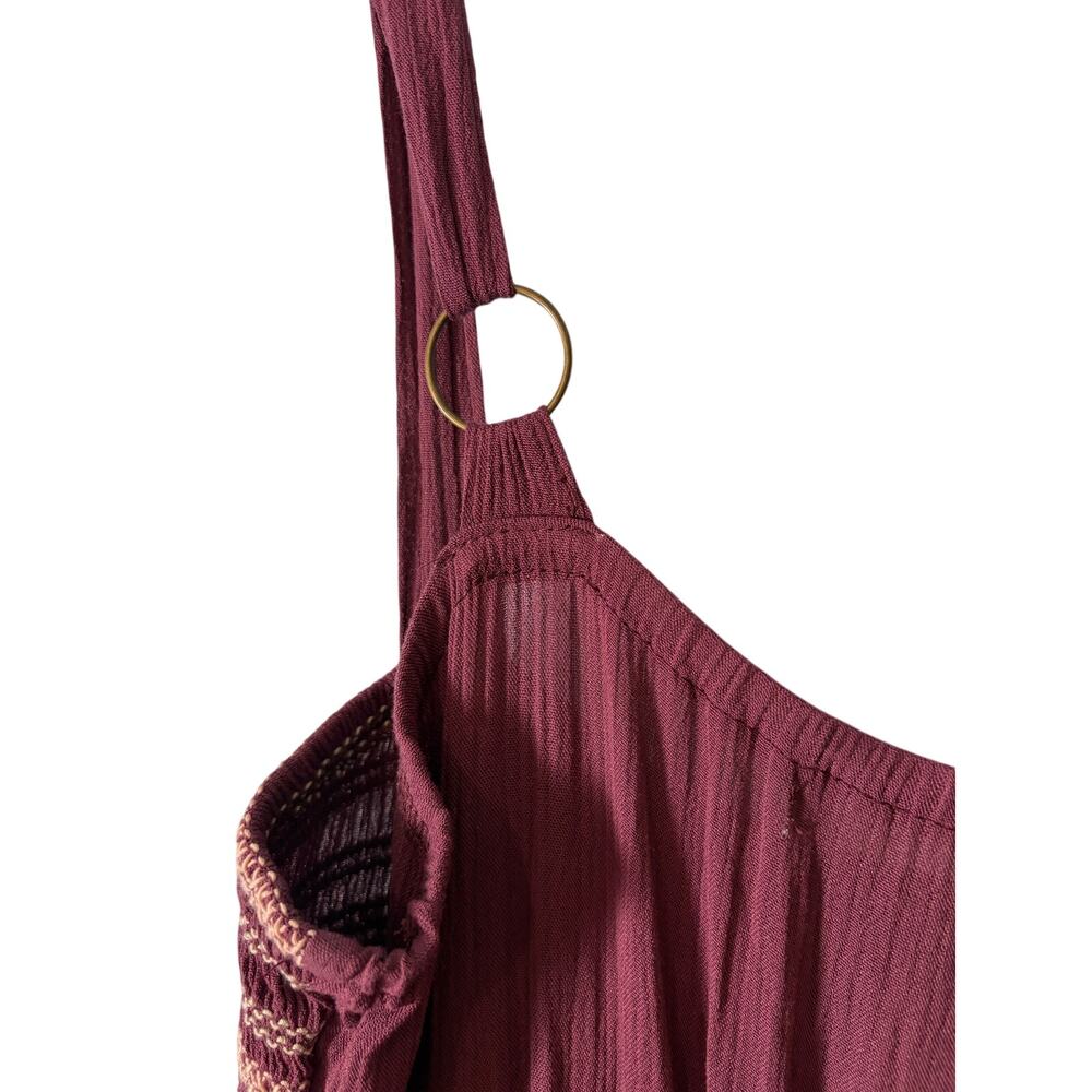 Coco + Jaimeson Boho Embroidered Wide Leg Jumpsuit Plum Rayon Festival Romper - Picture 6 of 7